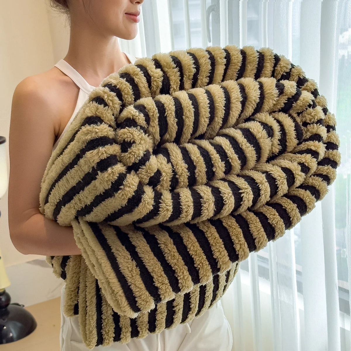 Tiger Soft Striped Faux Fur Throw