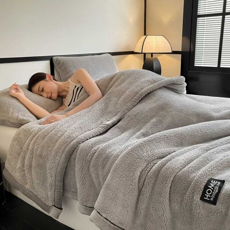 Grey Soft Plain Fleece Throw