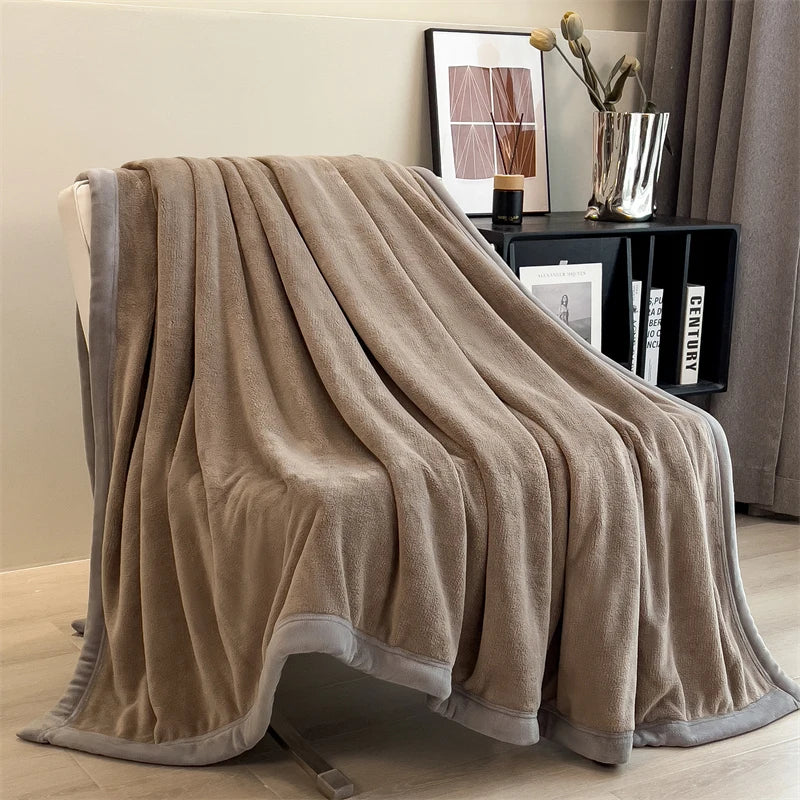 Taupe Soft Warm Plain Velvet Throw