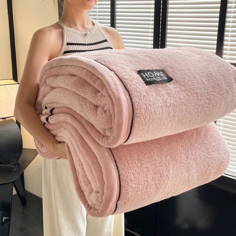 Pink Soft Plain Fleece Throw