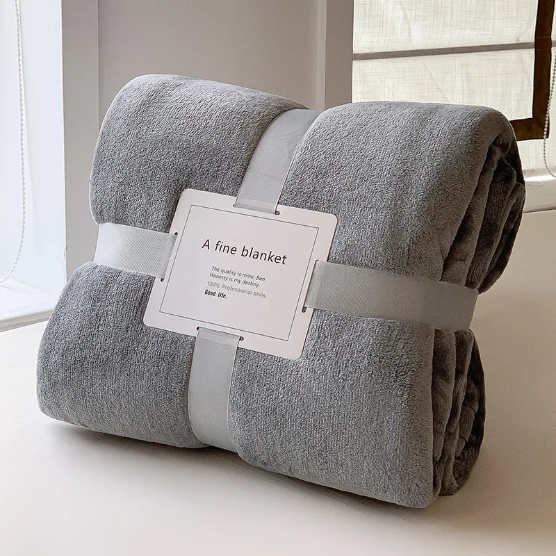 Grey Soft Lightweight Flannel Throw