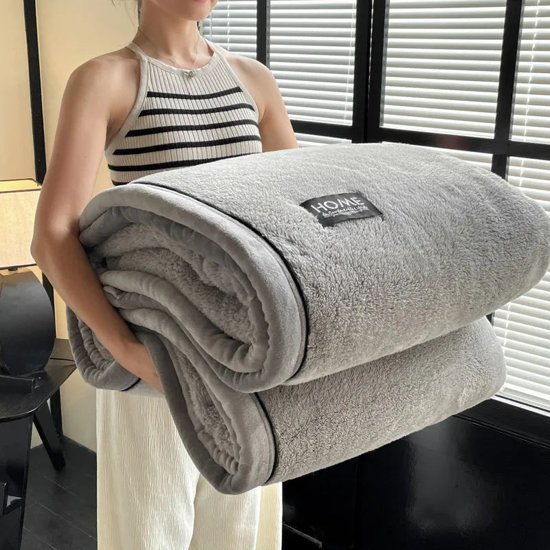 Grey Soft Plain Fleece Throw