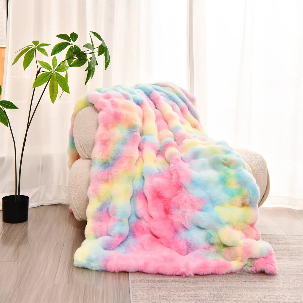 Pastel Plush Reversible Faux Fur Throw