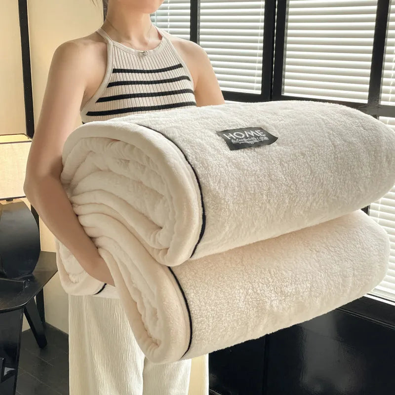Cream Soft Plain Fleece Throw