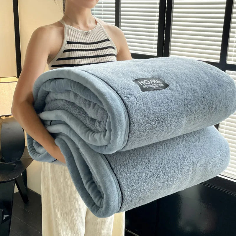 Blue Soft Plain Fleece Throw