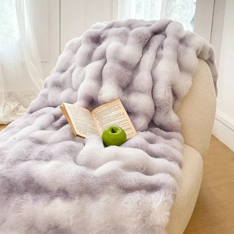 Lilac Plush Reversible Faux Fur Throw