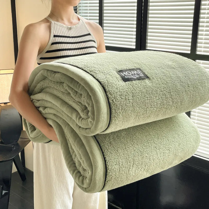 Green Soft Plain Fleece Throw