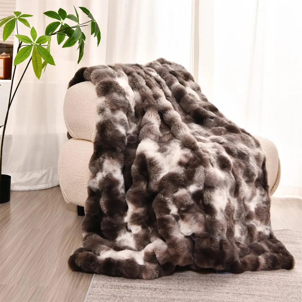Marble Plush Reversible Faux Fur Throw