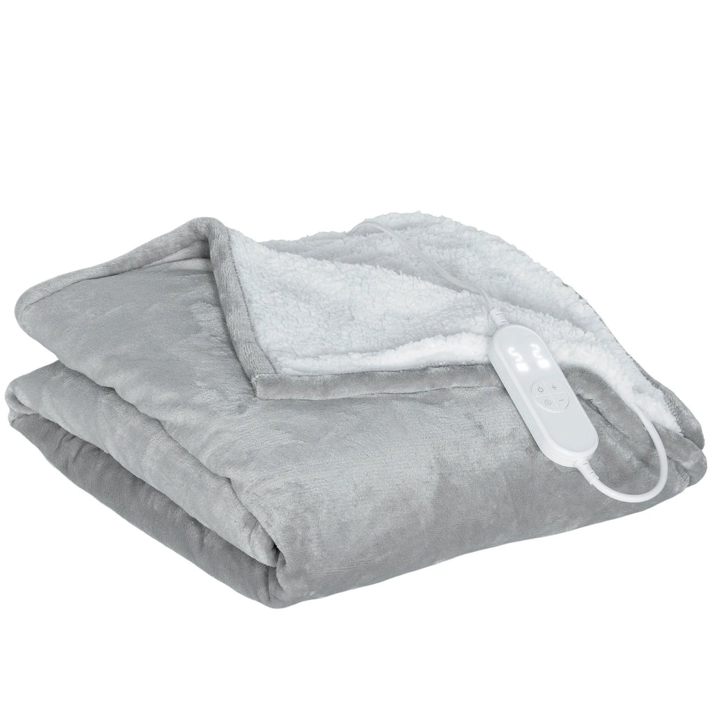 Grey Heated Throw with Adjustable Temperature