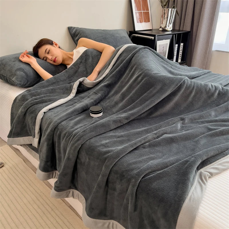 Charcoal Soft Warm Plain Velvet Throw