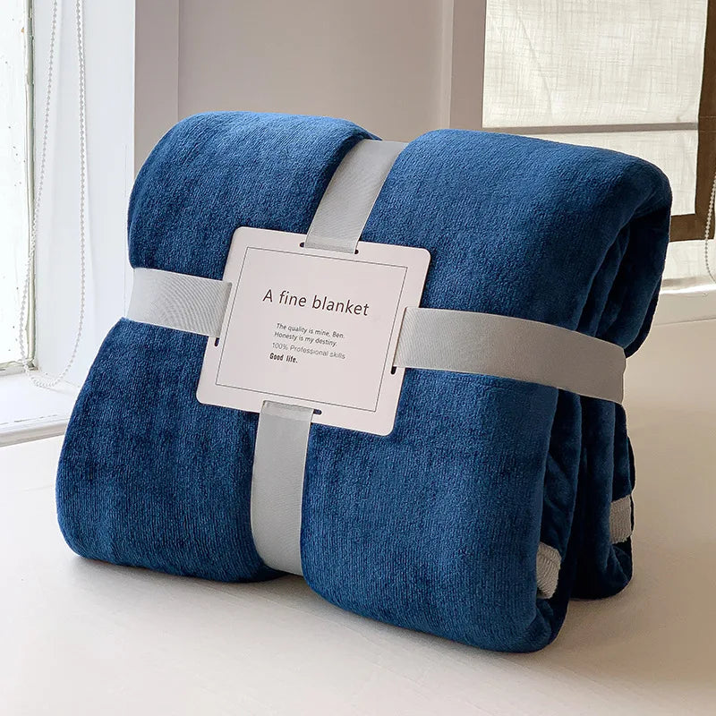 Navy Blue Soft Lightweight Flannel Throw