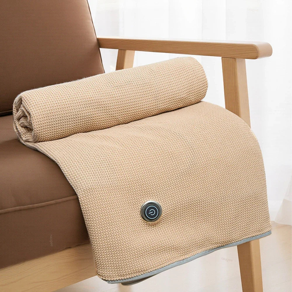 beige Heated Throw Portable with 3 Heat Settings