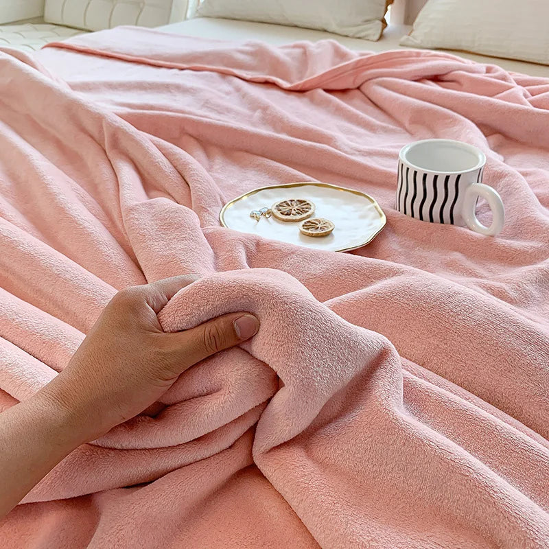 Pink Soft Lightweight Flannel Throw