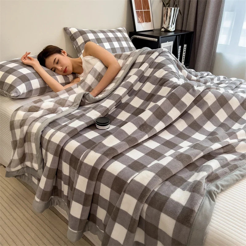 Chestnut Soft Medium-Check Velvet Throw