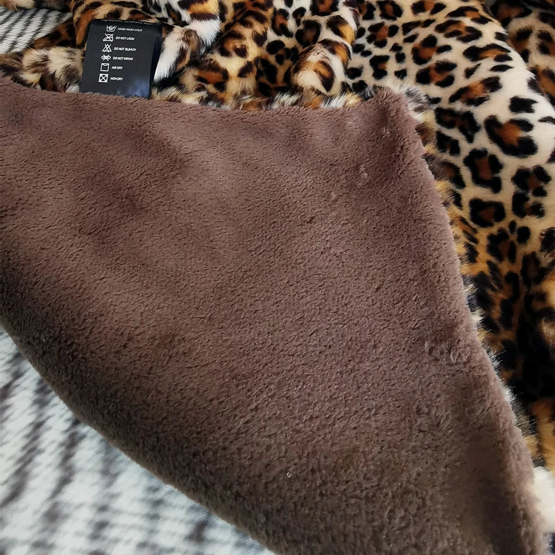 Leopard-Print Faux Fur Throw