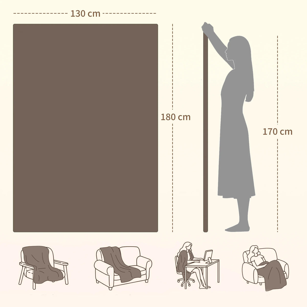 Grey Heated Throw with Adjustable Temperature