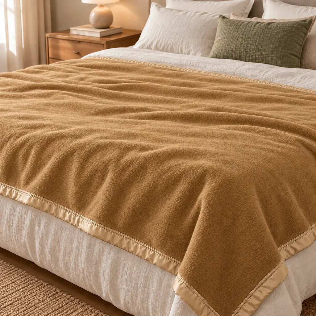Beige 100% Wool Throw