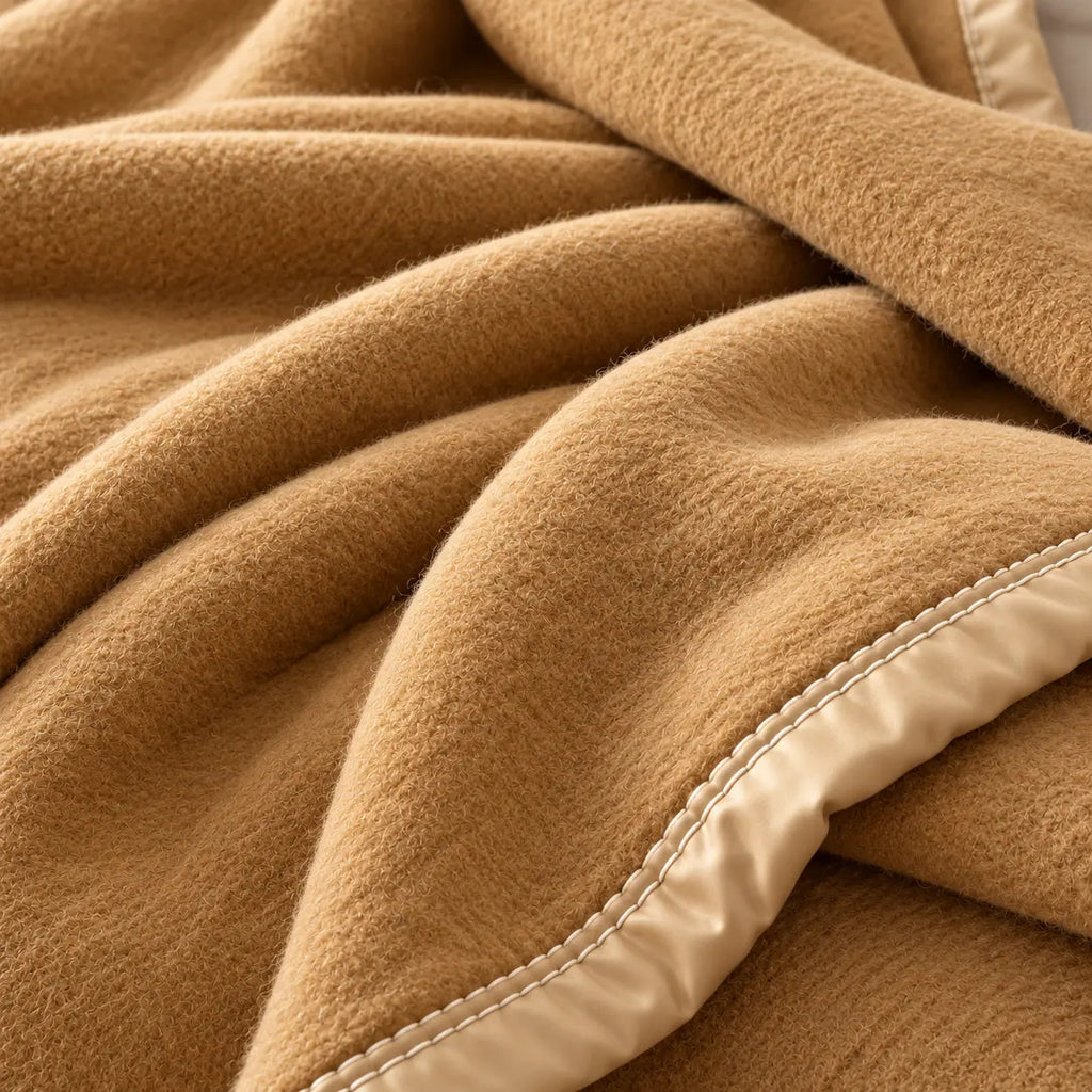 Beige 100% Wool Throw – 200x230cm