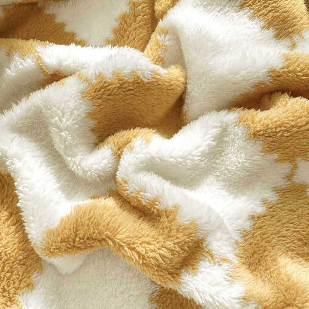 Yellow Soft Checked Fleece Throw