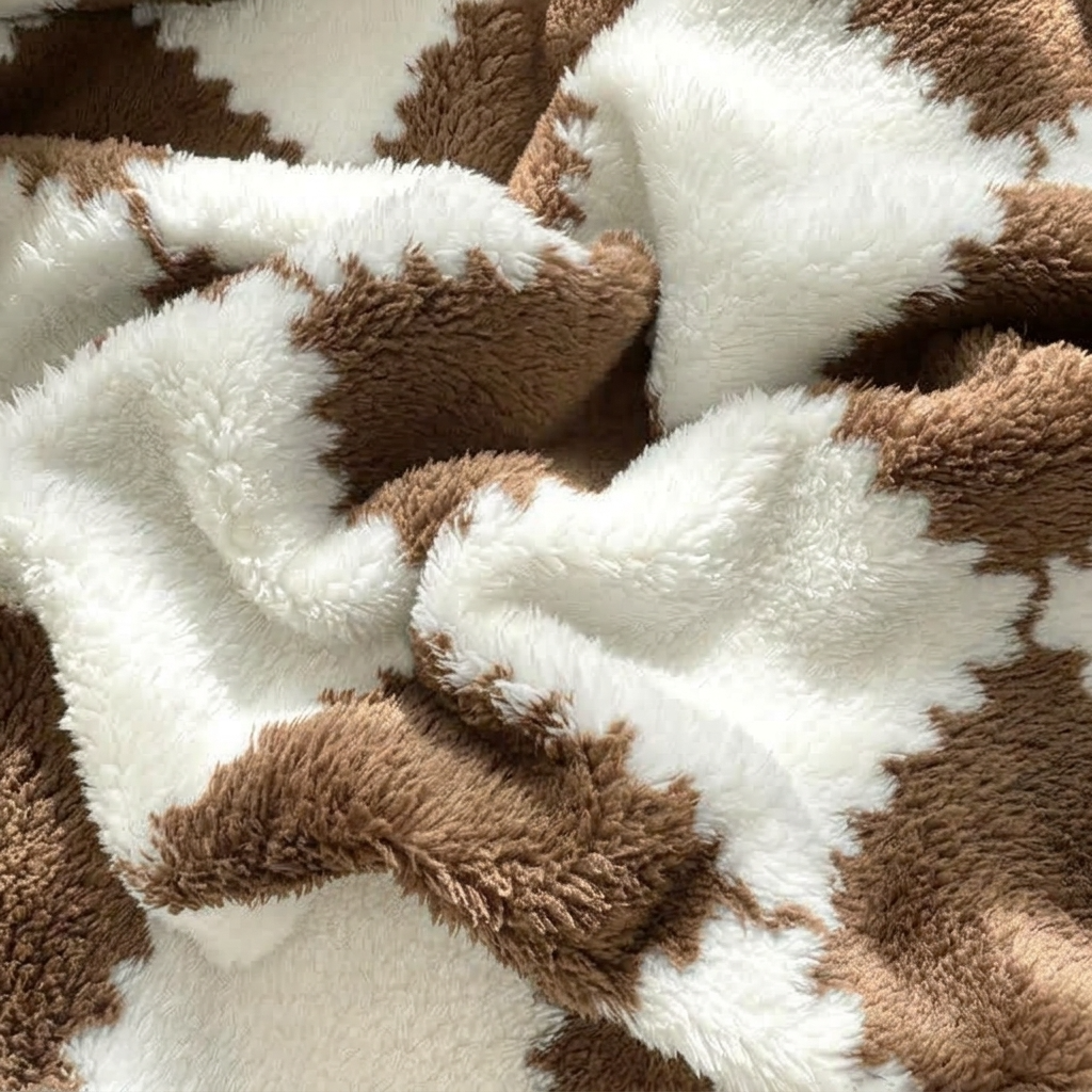 Coffee Brown Soft Checked Fleece Throw