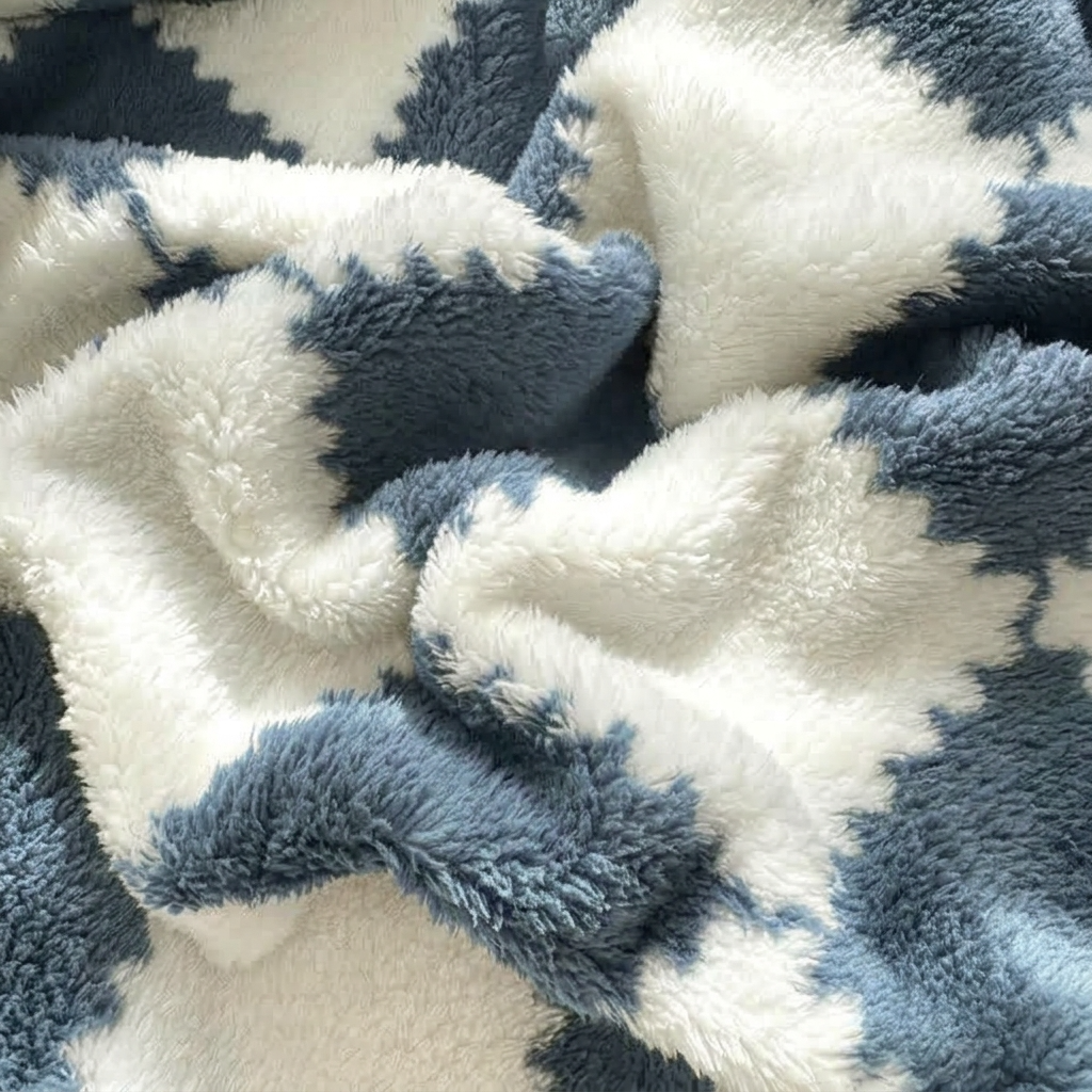 Blue Soft Checked Fleece Throw