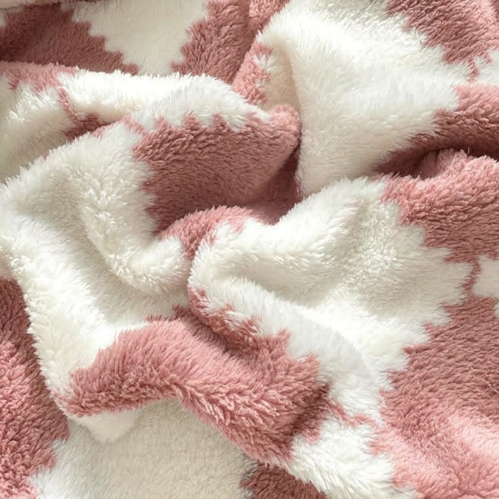 Pink Soft Checked Fleece Throw
