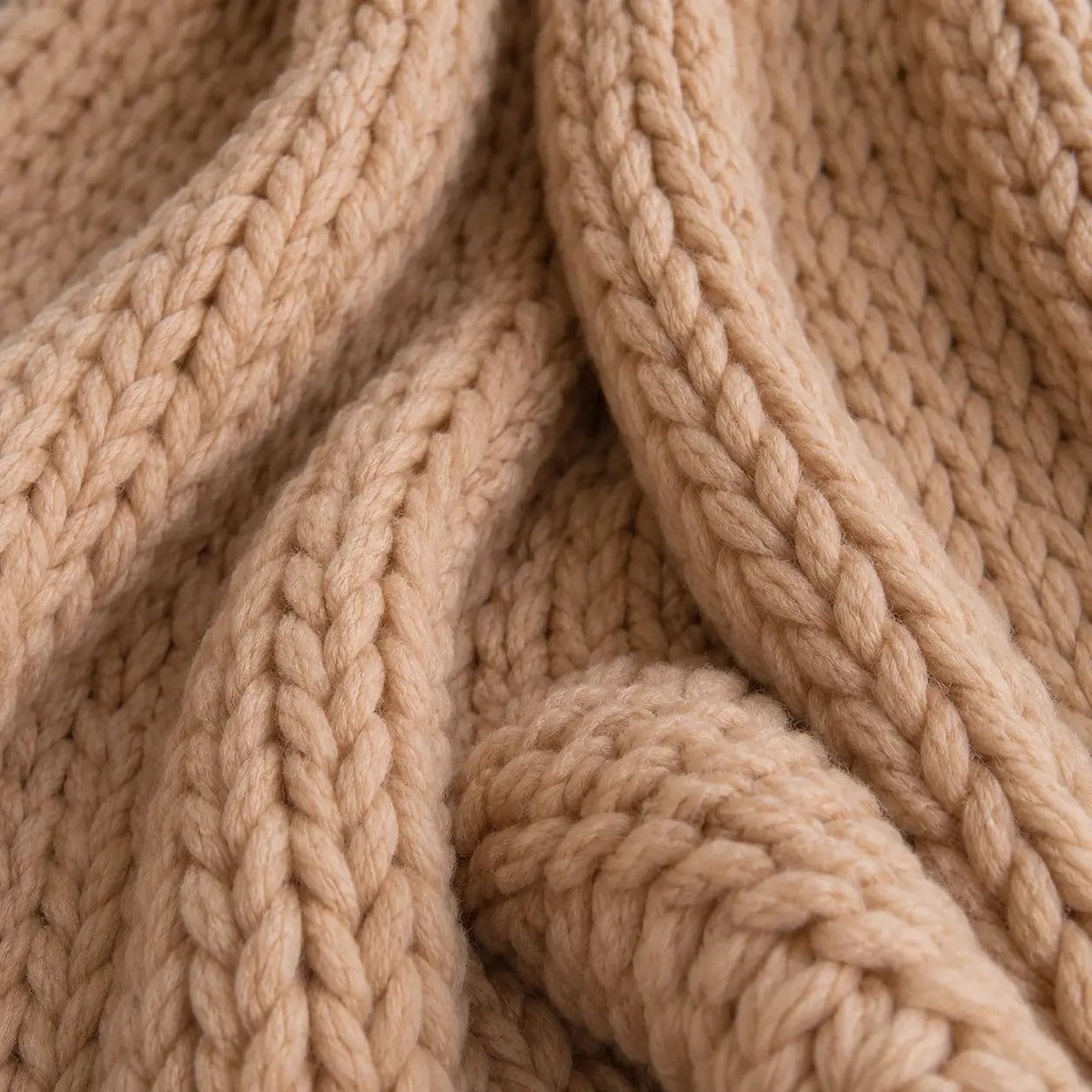 Chunky-Knit Sofa Throw – Beige 120x150cm