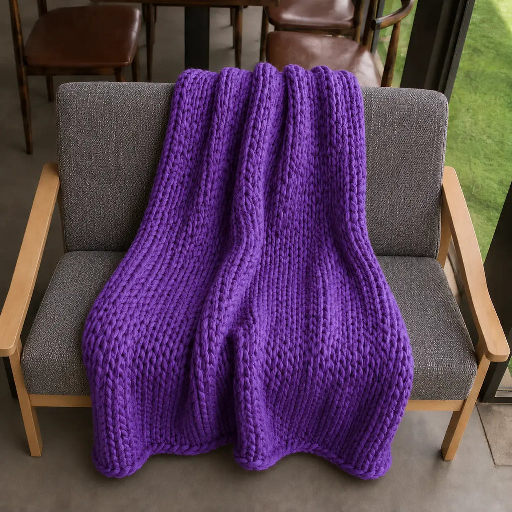 Chunky-Knit Sofa Throw – Grey 80x100cm