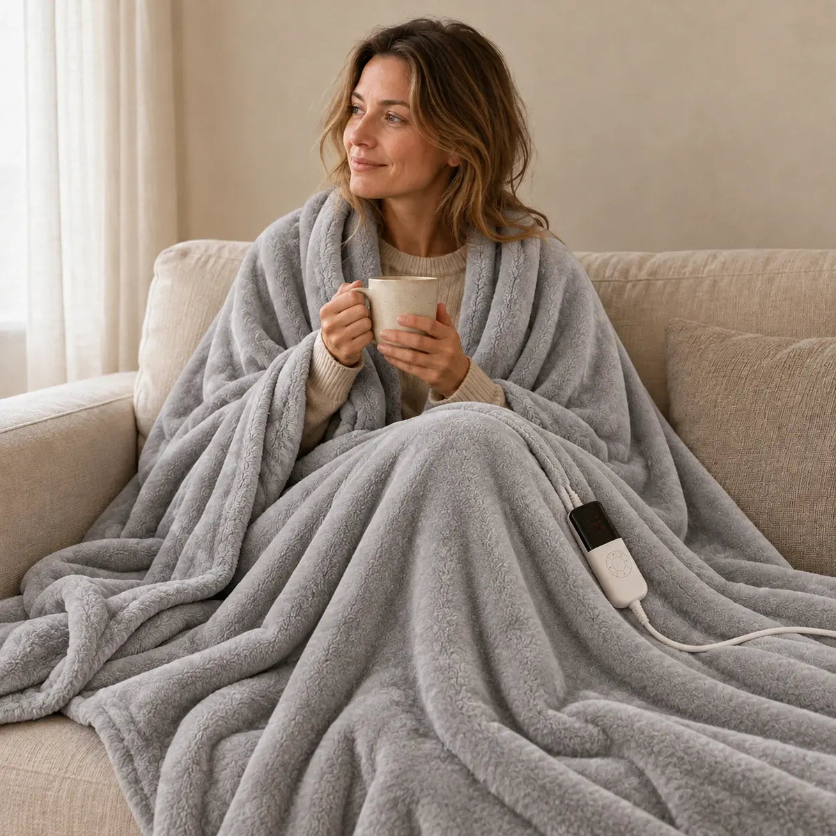 Electric Heated Throw – Grey 90x180cm