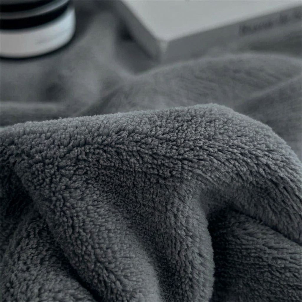 Charcoal Soft Warm Plain Velvet Throw