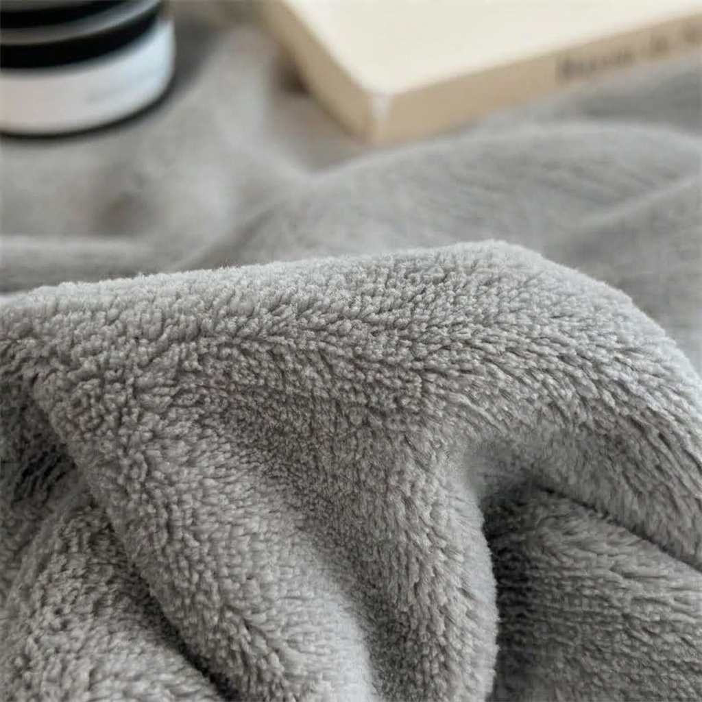 Grey Soft Warm Plain Velvet Throw