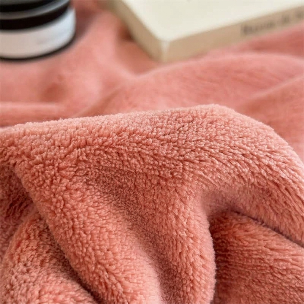Coral Soft Warm Plain Velvet Throw