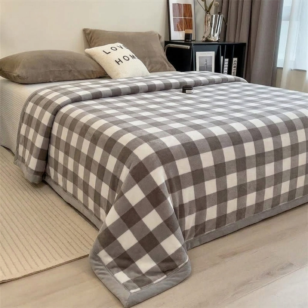Chestnut Soft Medium-Check Velvet Throw