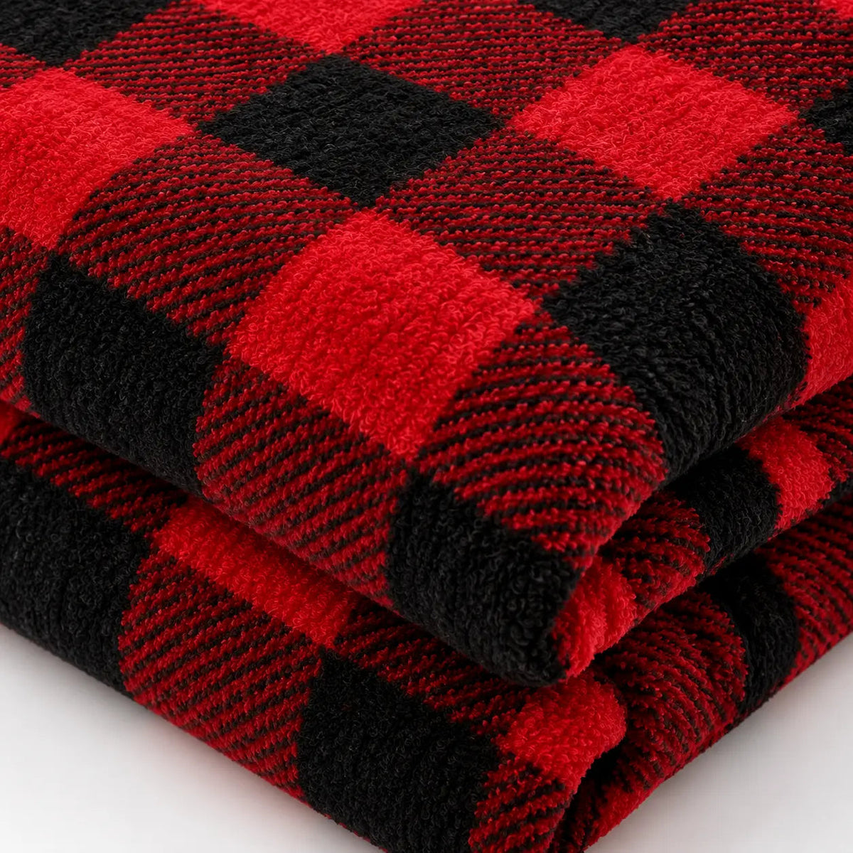 White and black large check tartan throw detail