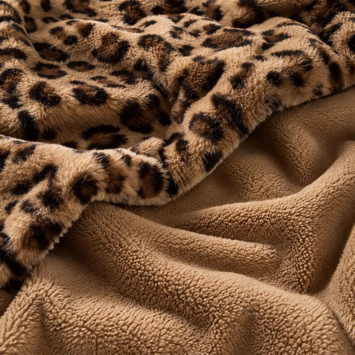 Brown Leopard-Print Faux Fur Throw