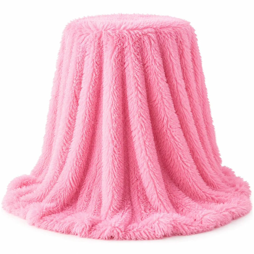 Long-Pile Faux Fur Sofa Throw – White 100x150cm