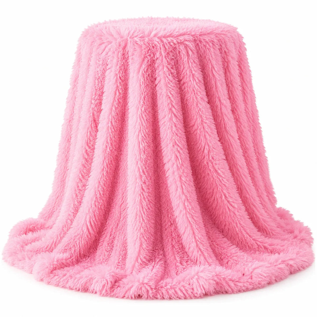 Long-Pile Faux Fur Sofa Throw – White 100x150cm