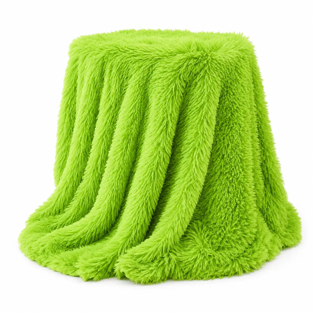 Long-Pile Faux Fur Sofa Throw – White 200x230cm