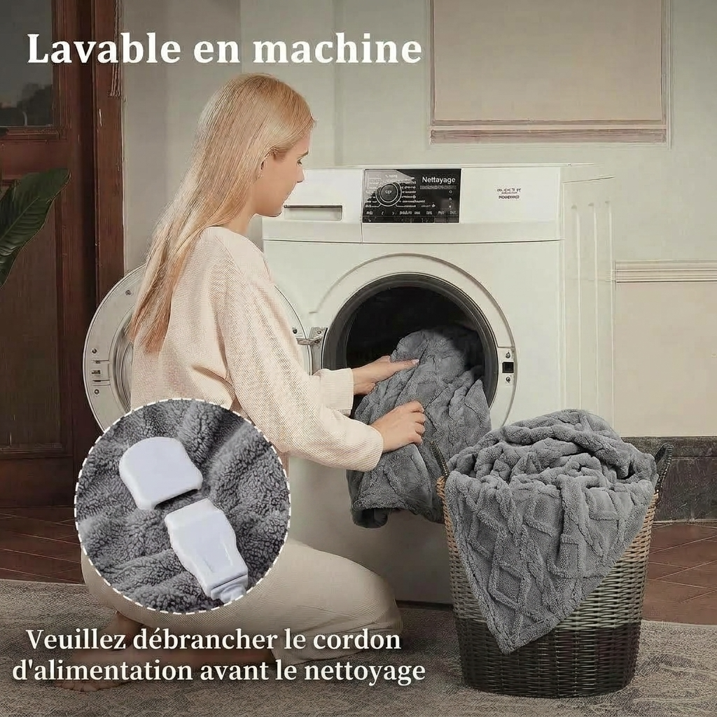 Grey Heated Throw Sherpa with 6 Heat Settings