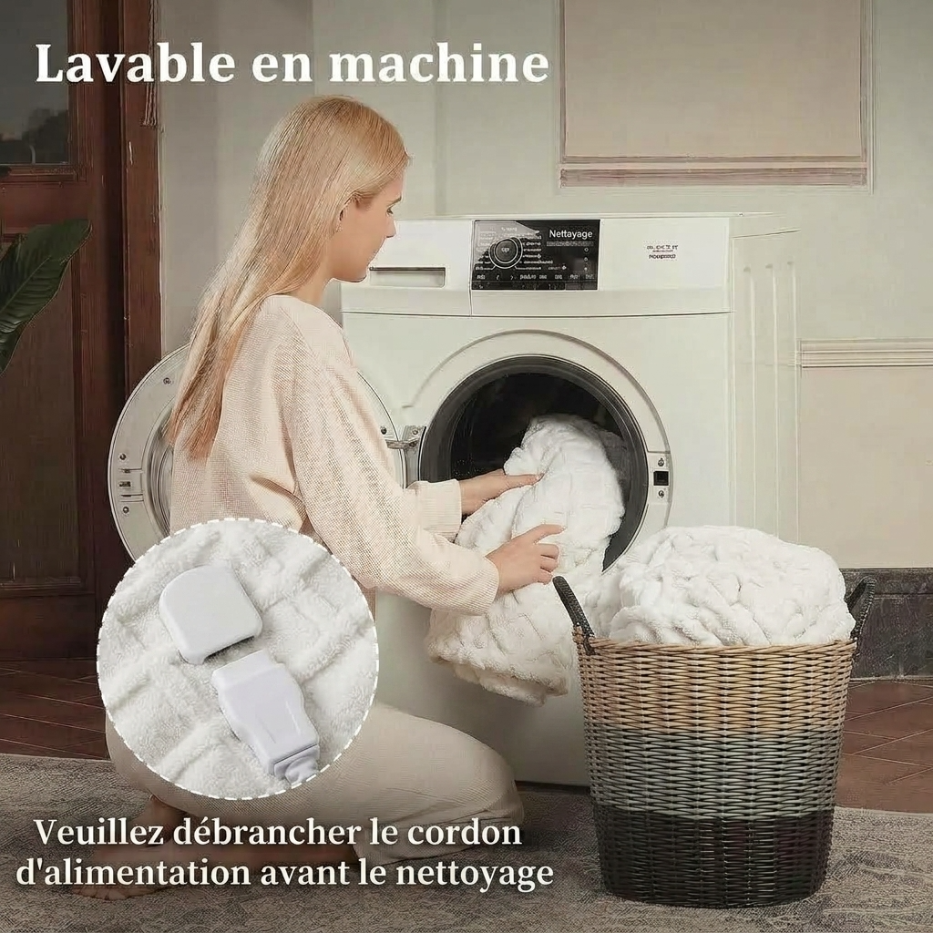White Heated Throw Sherpa with 6 Heat Settings