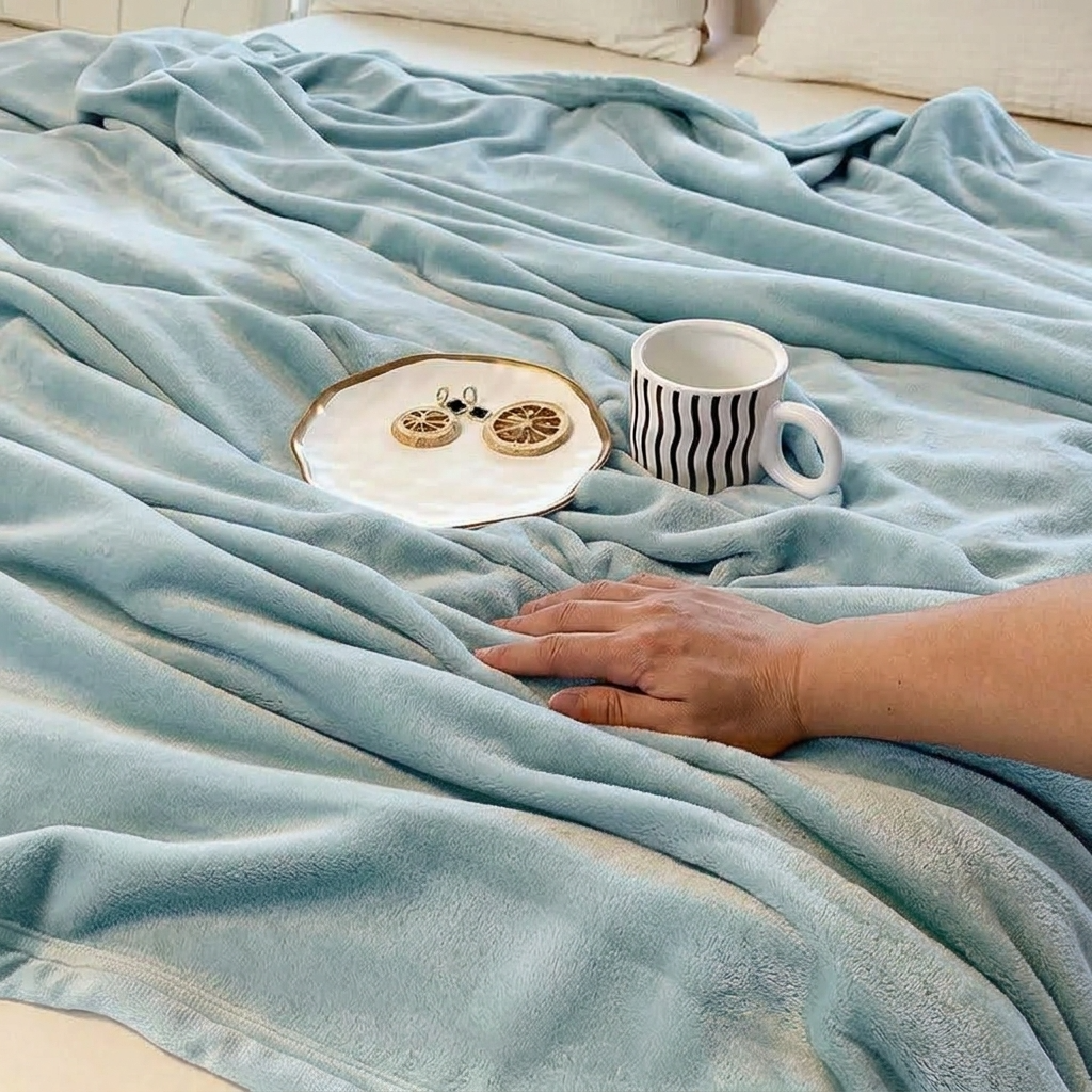 Sky Blue Soft Lightweight Flannel Throw