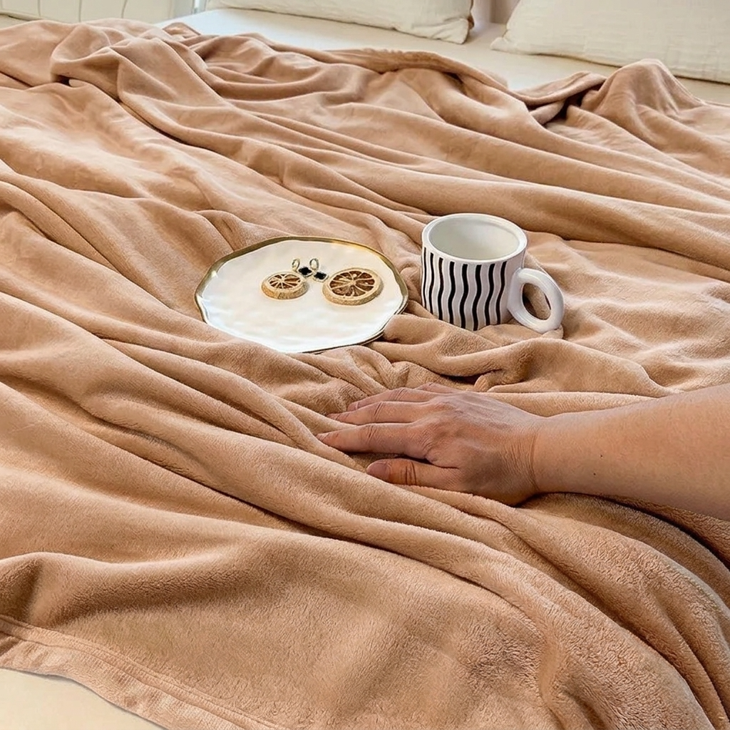 Cinnamon Soft Lightweight Flannel Throw