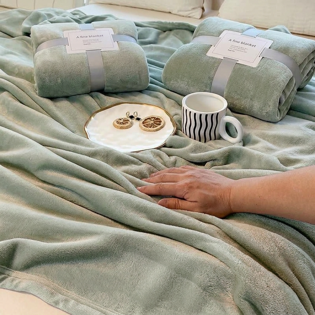 Verdigris Soft Lightweight Flannel Throw