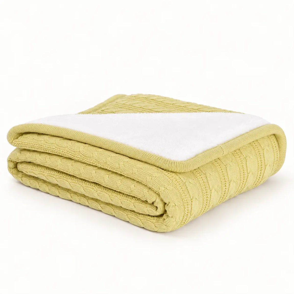 Cable Knit Cotton Throw for Sofa and Bed