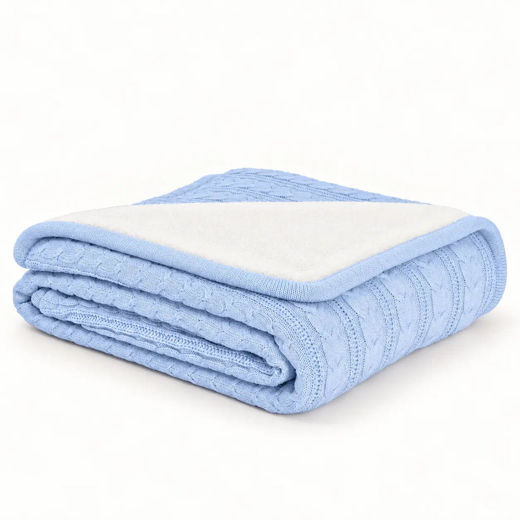 Cable Knit Cotton Throw for Sofa and Bed
