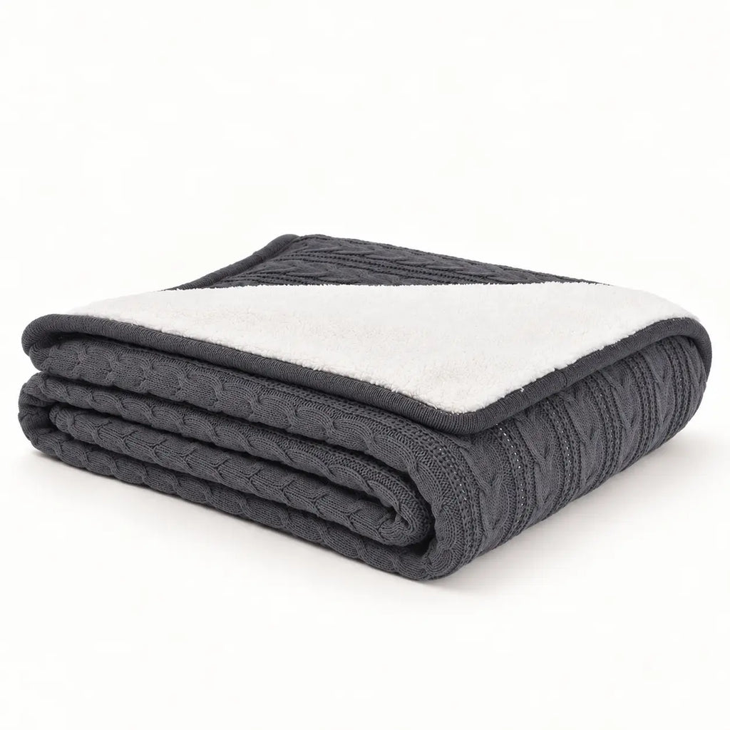 Cable Knit Cotton Throw for Sofa and Bed