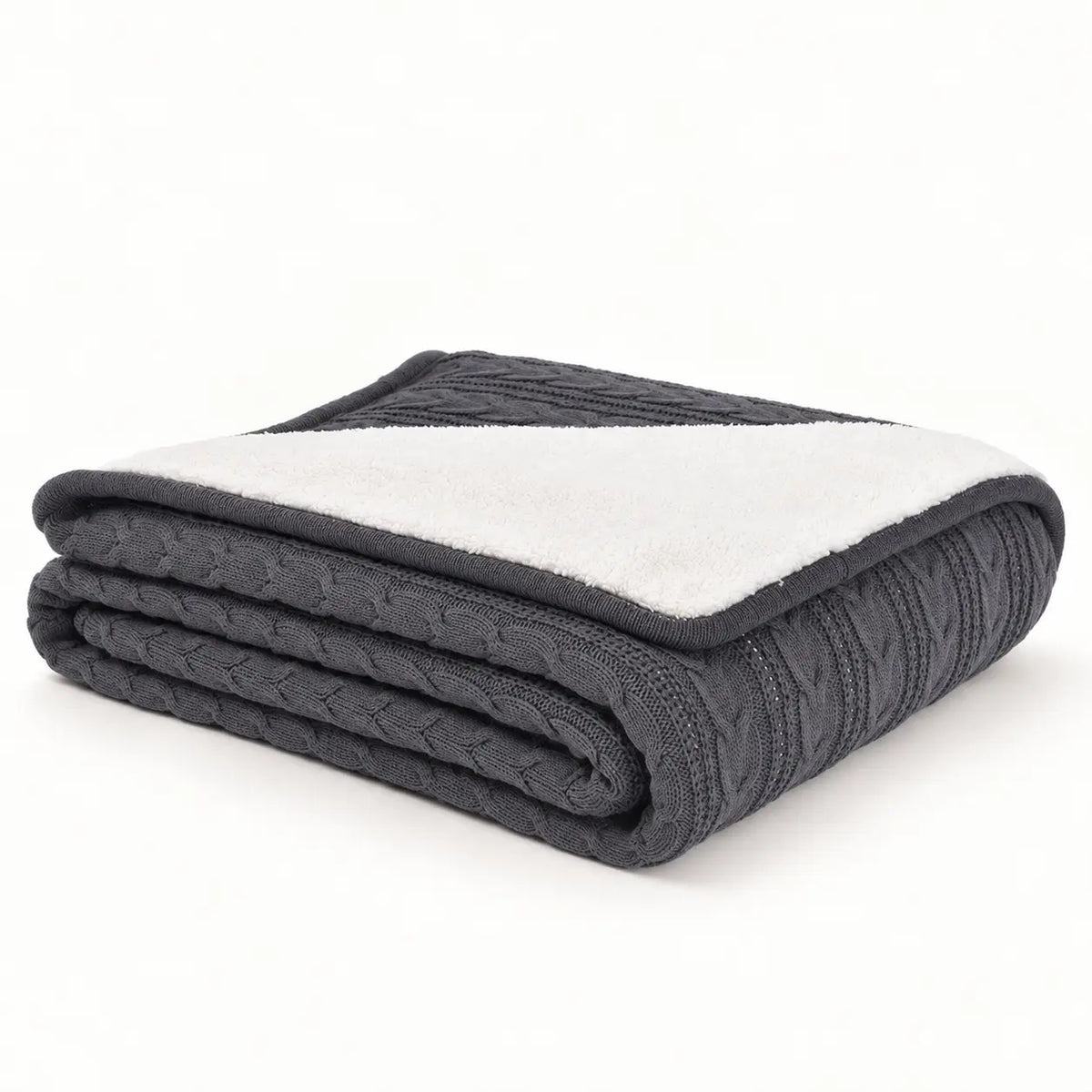 Cable Knit Cotton Throw for Sofa and Bed