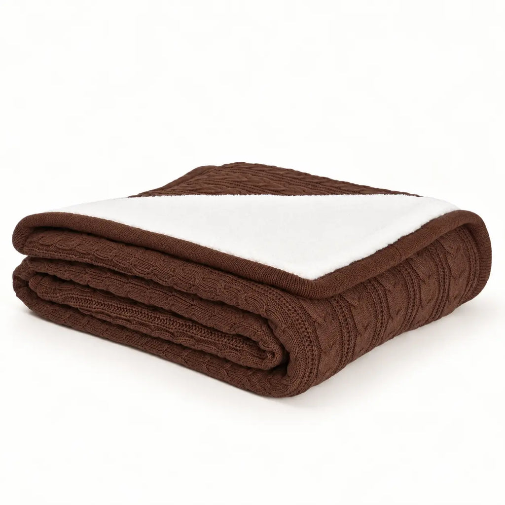 Cable Knit Cotton Throw for Sofa and Bed