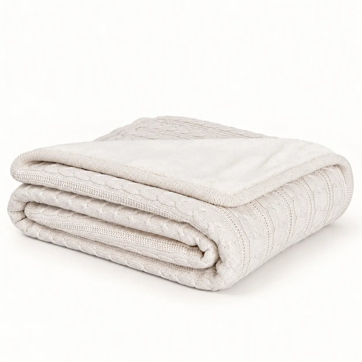 Cable Knit Cotton Throw for Sofa and Bed