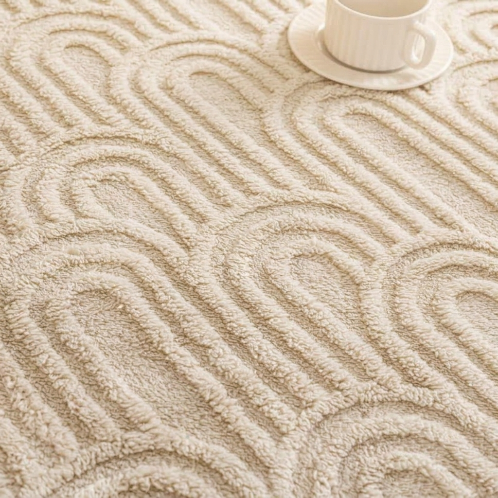 Ecru Soft Raised Jacquard Fleece Throw
